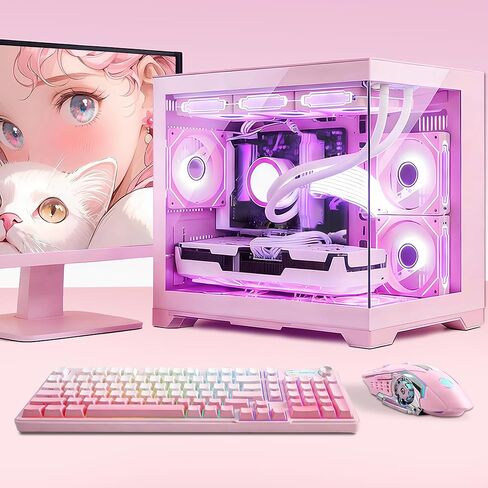 Ocean Park Pink Gaming PC Gamer Desktop Computer W/KB & Mouse, AMD Ryzen 7 9700X 8-Core 3.8 GHz, RTX 5070 12GB, 32GB DDR5, 1TB PCIe SSD, 850W PSU, Fusion 2.0 APP RGB Fan Control, Win 11 in Saudi Arabia