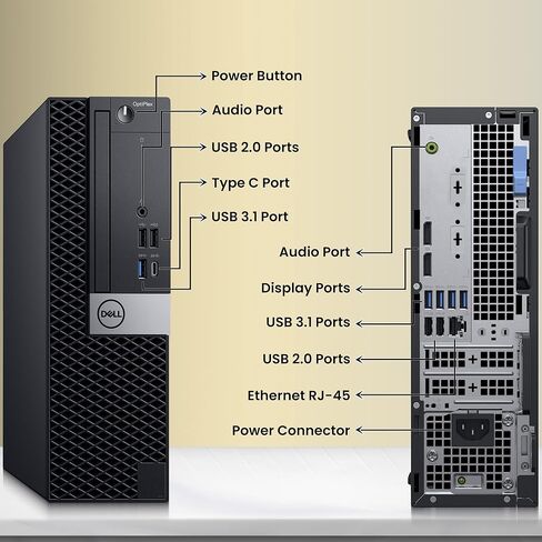 كمبيوتر مكتبي طراز OptiPLex 5060 SFF من Dell - الجيل الثامن من Intel Core i5-8500 - ذاكرة وصول عشوائي DDR4 سعة 16 جيجابايت - محرك أقراص SSD سعة 128 جيجابايت - محرك أقراص ثابتة سعة 500 جيجابايت - لوحة مفاتيح وماوس - شبكة Wi-Fi - كمبيوتر مكتبي للأعمال - Win in Saudi Arabia