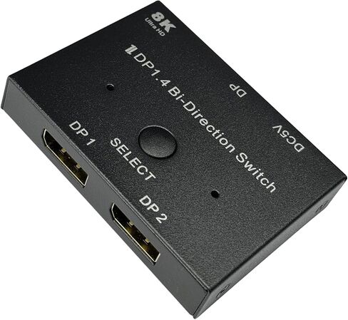 Bi-Directional DisplayPort Switch 8K60Hz Display Port 1.4 switcher Box 4K@144Hz 2in1out 1 in 2 Out for only Showing one Monitor at a time.Does not Support Multi-Screen functionality (Iron Shell) in Saudi Arabia