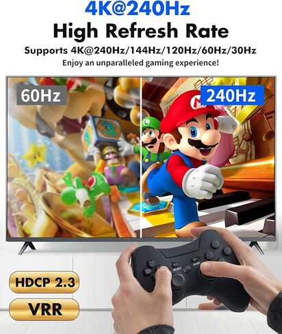 محول HDMI 2.1 5 في 1 مع جهاز تحكم عن بعد - 5 منافذ 8K@60 هرتز 4K@240 هرتز/144 هرتز/120 هرتز، محول HDMI يدعم HDCP2.3 HDR10، لجهاز PS5/PS4 Xbox Nintendo Roku Apple TV Fire Stick in Saudi Arabia