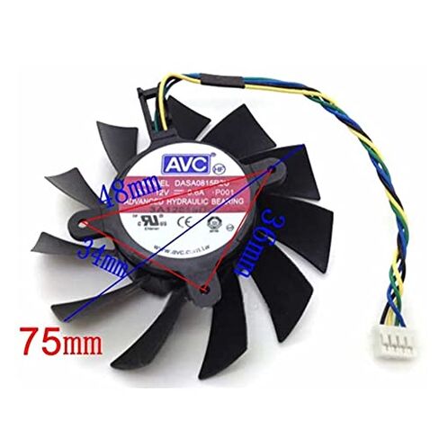 DASA0815R2U 12V 0.60A 75mm 34x36x48mm لـ GTX550 GTX450 بطاقة الرسومات مروحة التبريد 4Pin 4Wire in Kuwait