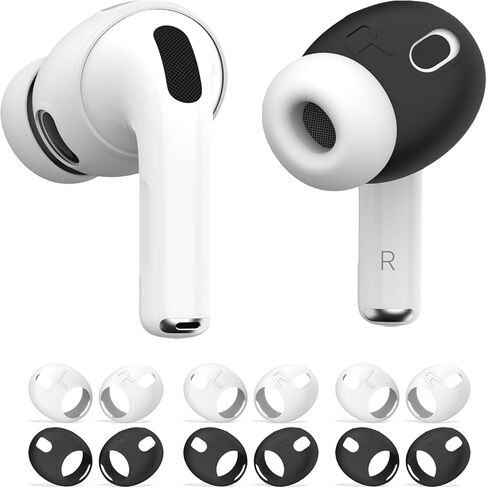 (6 أزواج) غطاء أذن لـ AirPods Pro 3 [مناسب للحافظة]، غطاء أذن من السيليكون الناعم AirPod Pro 3 مضاد للانزلاق ملحقات Air Pod pro 3 متوافقة مع AirPods Pro 3rd Gen Earbuds 2025 (أسود وأبيض) in Kuwait