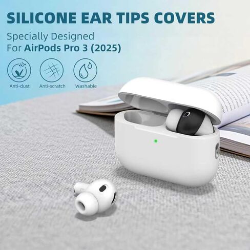 (6 أزواج) غطاء أذن لـ AirPods Pro 3 [مناسب للحافظة]، غطاء أذن من السيليكون الناعم AirPod Pro 3 مضاد للانزلاق ملحقات Air Pod pro 3 متوافقة مع AirPods Pro 3rd Gen Earbuds 2025 (أسود وأبيض) in Kuwait