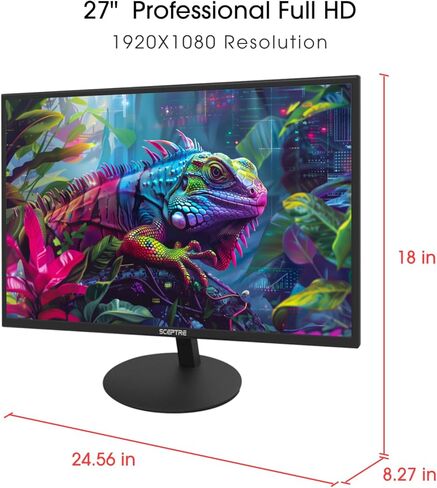 2X Pack 27 Inch Monitor FHD 100Hz Computer Monitor, HDMI X2 VGA 99% sRGB Build-in Speakers, Wall Mount, Tilt, Professional and Gaming Monitor – Machine Black, 2X Pack in Saudi Arabia