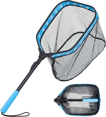 Floating Fishing Net, Collapsible Landing Net, Fish Net with Rubber Coated Polyethylene Netting for Bass, Trout, Fly Fishing, Kayak & Boat Fishing in Saudi Arabia