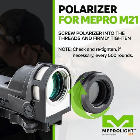 Meprolight Mepro M21 Rifle Sight Polarizer & Flash Guard Kit for M21 Rifle Red Dot Sight, 19-Level Dimming, Lens Protection, Glare Reduction, Enhanced Reticle Clarity in Saudi Arabia