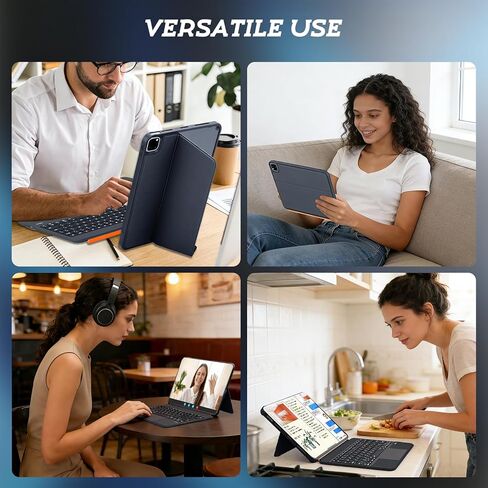 FanGoFast for iPad Case with Keyboard 11 Inch A16 10th Gen, Magnetic Detachable Keyboard Case Adjustable Stand, Backlit Keys with Touchpad (Gray, for iPad 11/10/Air 5/4/11"(M2/M3) Pro 11" 4/3/2/1) in Saudi Arabia
