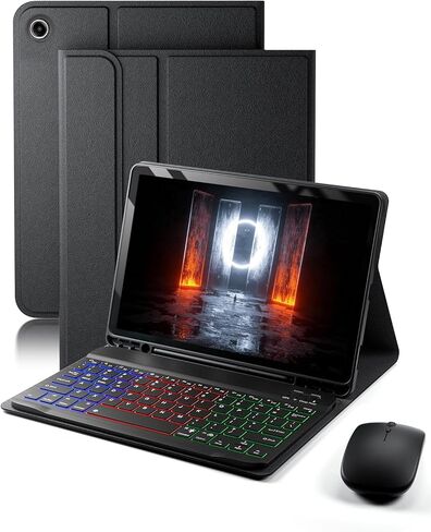 for Tablet A8 Case with Keyboard Samsung Galaxy Tab A8 10.5-inch 2021/2022 SM-X200, SM-X205 Dazzle Magic Keyboard Backlit Built-in Pencil Holder with Mouse Black in Saudi Arabia
