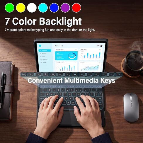 Backlit Touchpad Keyboard Case for Lenovo Idea Tab 11'' 2025/ Tab M11 2024, 7 Colors Backlight Keyboard with Multi-Angle Kickstand Detachable Magnetic Cover Case for Lenovo Idea Tab 11 Inch in Saudi Arabia