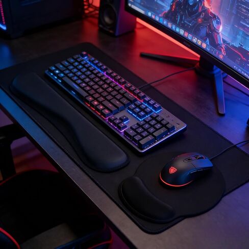 2-Pack Memory Foam Keyboard and Mouse Wrist Rest Pad Set, Ergonomic Gel-Infused, Non-Slip, Pain Relief for Carpal Tunnel in Saudi Arabia