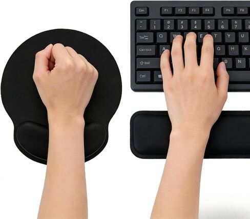 2-Pack Memory Foam Keyboard and Mouse Wrist Rest Pad Set, Ergonomic Gel-Infused, Non-Slip, Pain Relief for Carpal Tunnel in Saudi Arabia