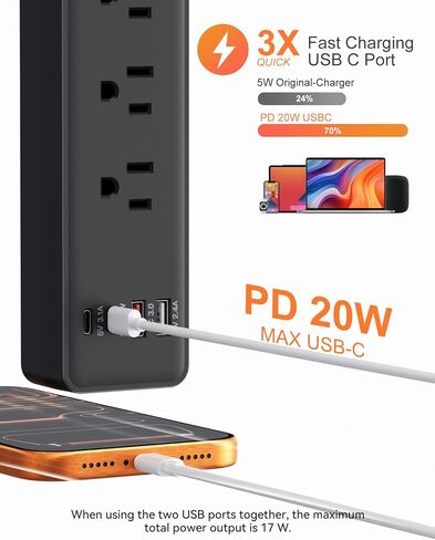 شريط طاقة مغناطيسي مع 6 منافذ و4 منافذ USB (2 USB-C PD 20 وات)، واقي من زيادة التيار بقوة 1800 جول، سلك تمديد عالي التحمل 15 أمبير، حامل مسطح على الحائط للجراج، ورشة العمل، المكتب، 6 أقدام، أسود in Kuwait