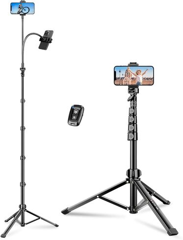 Phone Tripod, 86" Tall Tripod Stand with Gooseneck and Remote, Suitable for Recording Fitness Vlog Watching Cooking, Compatible with Smartphone, Camera in Saudi Arabia