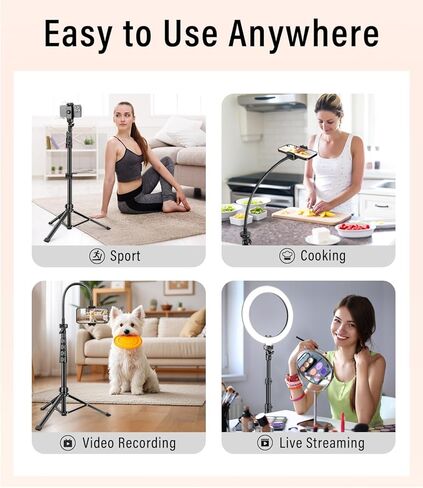 Phone Tripod, 86" Tall Tripod Stand with Gooseneck and Remote, Suitable for Recording Fitness Vlog Watching Cooking, Compatible with Smartphone, Camera in Saudi Arabia