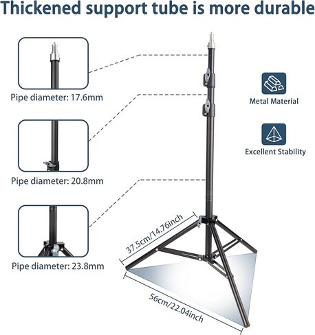 Phone Tripod Stand, UEGOGO 86" Tall Tripod with Flexible Gooseneck & Bluetooth Remote, Adjustable Phone Holder for Video Recording, Selfies, Live Streaming, Compatible with iPhone & Android in Saudi Arabia