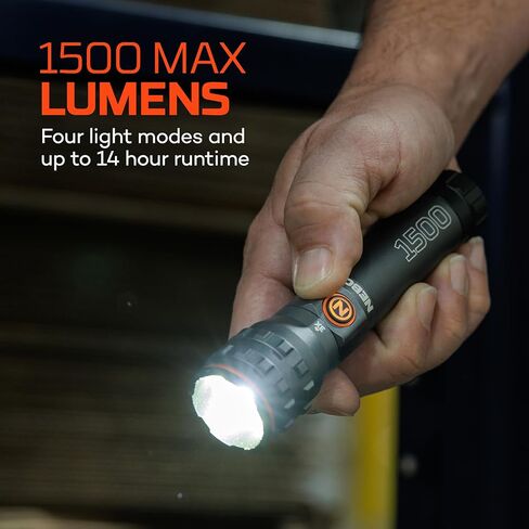 NEBO 1500 Lumen 2-Pack EDC Flashlight | USB-C Rechargeable LED, 4 Light Modes, 3X Zoom, 14 Hour Run Time, Portable & Everday Carry, IPX7 Waterproof, Smart Power Control in Saudi Arabia