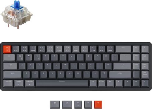Keychron K14 70% Layout 72 Keys Bluetooth Wireless/USB Wired Mechanical Keyboard for Mac with Gateron G Pro Blue Switch/Multitasking/RGB Backlight/Aluminum Frame Computer Keyboard for Windows Laptop in Saudi Arabia