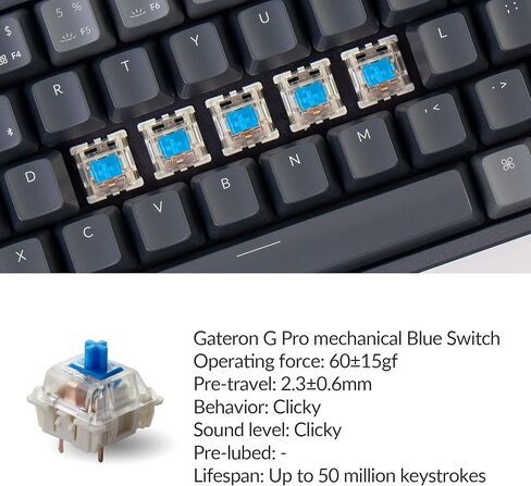 Keychron K14 70% Layout 72 Keys Bluetooth Wireless/USB Wired Mechanical Keyboard for Mac with Gateron G Pro Blue Switch/Multitasking/RGB Backlight/Aluminum Frame Computer Keyboard for Windows Laptop in Saudi Arabia