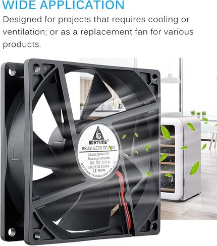 GDSTIME 92mm x 92mm x 25mm 90mm 3.6 Inches 12v Brushless DC Cooling Fan 2 Pin in Saudi Arabia