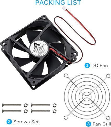 GDSTIME 92mm x 92mm x 25mm 90mm 3.6 Inches 12v Brushless DC Cooling Fan 2 Pin in Saudi Arabia
