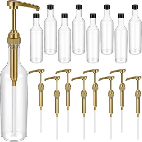 Maxdot 6 Pcs 25 oz Syrup Bottles with Pump Long Neck Bottles Plastic Syrup Pump Dispenser for Coffee Bar Accessories Home Party (Black) in Saudi Arabia