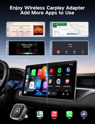 محول CarPlay اللاسلكي لأجهزة iPhone وAndroid Auto، 2 في 1 تحويل سلكي إلى محول تشغيل سيارة لاسلكي، التوصيل والتشغيل، بدون تأخير، اتصال تلقائي سريع ومستقر، مع USB/USB-C in Kuwait