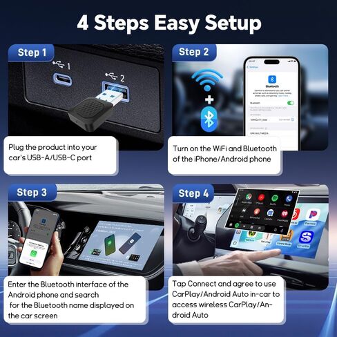 Carlinkit Wireless CarPlay/Android Auto Adapter - 2026 Mini Ultra Compatible with Factory Wired CarPlay/Android Auto Car, USB-A/C Plug & Play, 5.8GHz Dongle, Auto-Connect, OTA Upgrade in Saudi Arabia