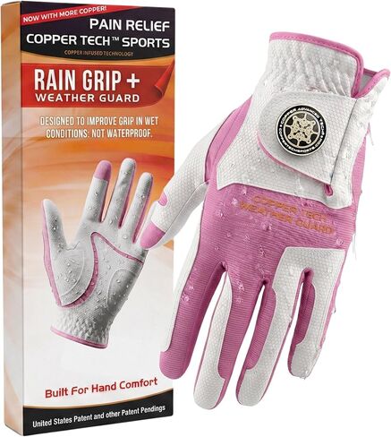 Copper Tech Plus Rain Golf Gloves Women Left Hand or Right Hand (Single) | Water-Enhanced Golf Rain Gloves for Women | Joint Support Ergonomic Copper Compression in Saudi Arabia