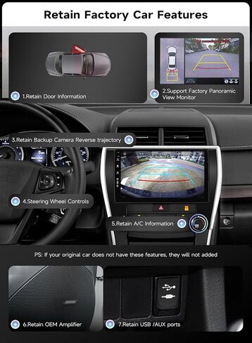 Roadanvi Android 14 6G + 128G راديو السيارة لتويوتا كامري 2015 2016 2017 Carplay اللاسلكي Android Auto Car Stereo GPS Navigation WiFi 4G LTE 10.2 "QLED Touch Screen Head Unit Bluetooth 5.2 DTS X14 in Kuwait