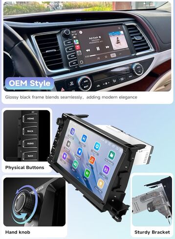 وحدة رأس Roadanvi Android 14 6GB+128GB لسيارة Toyota Highlander 2015-2019، 10.2 بوصة ستيريو سيارة لاسلكي Apple CarPlay & Android Auto 4G LTE WiFi مقابض وأزرار مادية 1280 * 720P شاشة QLED X14 Series in Kuwait