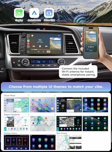 وحدة رأس Roadanvi Android 14 6GB+128GB لسيارة Toyota Highlander 2015-2019، 10.2 بوصة ستيريو سيارة لاسلكي Apple CarPlay & Android Auto 4G LTE WiFi مقابض وأزرار مادية 1280 * 720P شاشة QLED X14 Series in Kuwait