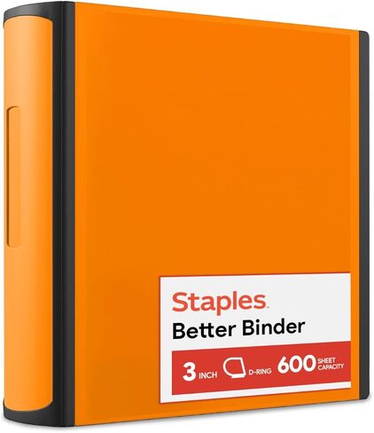STAPLES 728073 Better View 3-Inch Slant D 3-Ring Binder Orange (16405) in Saudi Arabia