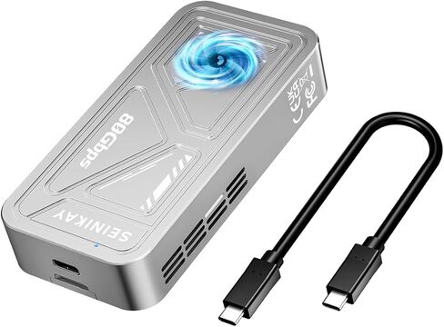 حاوية NVMe بسرعة 80 جيجابت في الثانية مع مروحة تبريد، متوافقة مع Thunderbolt 5/4/3/USB 4.0/3.2/3.1/3.0/2.0 in Kuwait