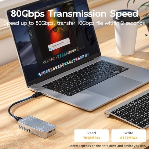 حاوية NVMe بسرعة 80 جيجابت في الثانية مع مروحة تبريد، متوافقة مع Thunderbolt 5/4/3/USB 4.0/3.2/3.1/3.0/2.0 in Kuwait