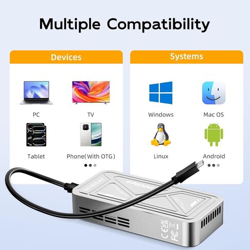 حاوية NVMe بسرعة 80 جيجابت في الثانية مع مروحة تبريد، متوافقة مع Thunderbolt 5/4/3/USB 4.0/3.2/3.1/3.0/2.0 in Kuwait