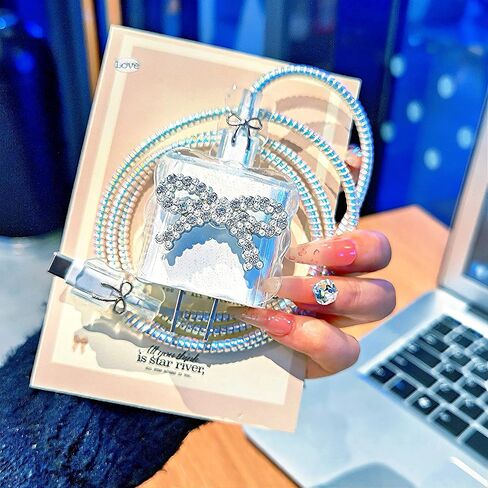 Diamond Charger Cover for iPhone Cord Protector with Glitter Cute Bow Tie Design,Soft Girly Bling Charging iPhone iPad Charger Protector,Kawaii Data Cable Saver for iPhone 18W/20W Charger in Saudi Arabia