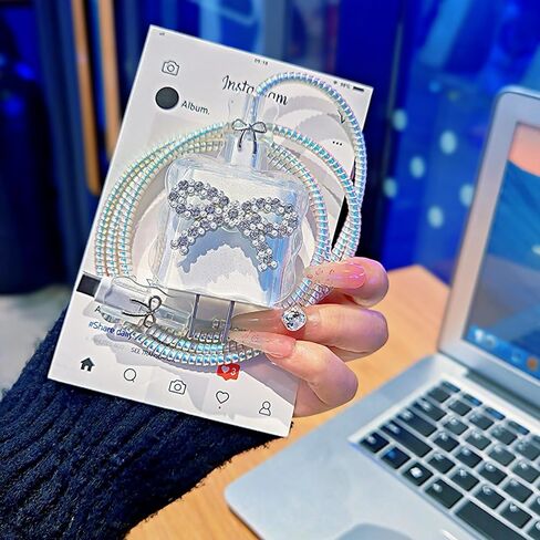 Diamond Charger Cover for iPhone Cord Protector with Glitter Cute Bow Tie Design,Soft Girly Bling Charging iPhone iPad Charger Protector,Kawaii Data Cable Saver for iPhone 18W/20W Charger in Saudi Arabia