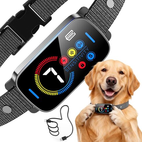 Ultrasonic Bark Collar for Large Medium Small for Dogs Smart Bark Collar Automatic Training Rechargeable Anti Barking Collar with Waterproof Portable Vibration and Beep 7 Sensitivity in Saudi Arabia