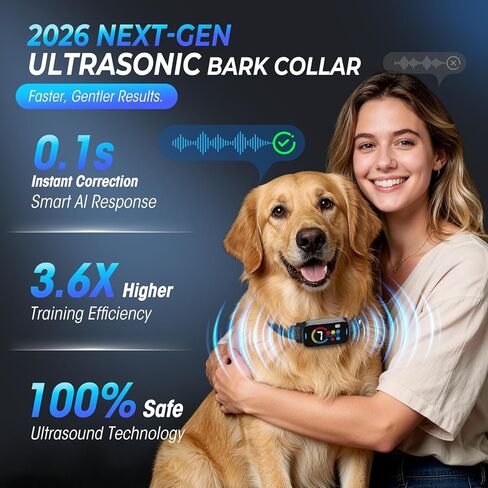 Ultrasonic Bark Collar for Large Medium Small for Dogs Smart Bark Collar Automatic Training Rechargeable Anti Barking Collar with Waterproof Portable Vibration and Beep 7 Sensitivity in Saudi Arabia