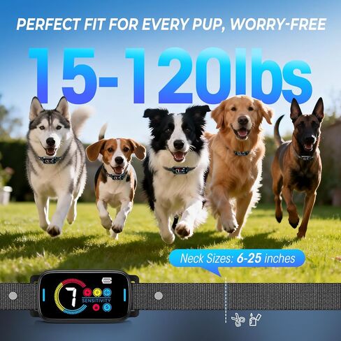 Ultrasonic Bark Collar for Large Medium Small for Dogs Smart Bark Collar Automatic Training Rechargeable Anti Barking Collar with Waterproof Portable Vibration and Beep 7 Sensitivity in Saudi Arabia