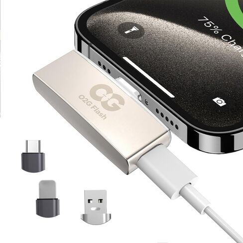 4-in-1 Photo Stick 128GB, USB C Flash Drive with Charging Port (Charge While Backing Up), External Storage Thumb Drive with Type-iOS & USB-A Adapters for iPhone, iPad, Android, PC in Saudi Arabia
