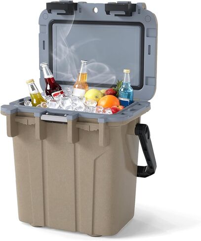 Goplus Ultra-Light Injection Molded Cooler, Hard Ice Chest with 2 Handles & Bottle Opener, Insulated Ice Retention Cooler Keep Ice for 6 Days, for Camping, Fishing, Beach & Tailgating in Saudi Arabia
