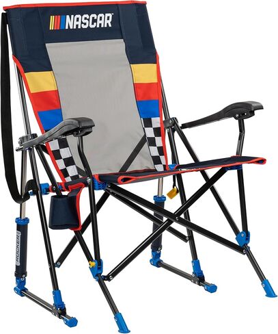 GCI Outdoor NASCAR Roadtrip Rocker Camping & Sideline Sports Chair | كرسي هزاز محمول قابل للطي مع مساند للذراعين وحامل مشروبات، أسود in Saudi Arabia