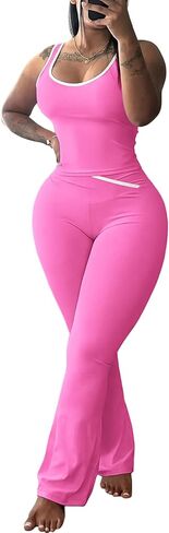 Elainone Workout Sets for Women 2 Piece Tank Top Matching Flare Leggings Yoga Gym Active Wear Outfits in Saudi Arabia