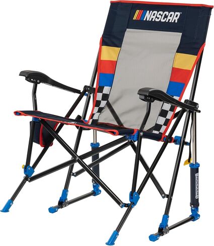 GCI Outdoor NASCAR Roadtrip Rocker Camping & Sideline Sports Chair | كرسي هزاز محمول قابل للطي مع مساند للذراعين وحامل مشروبات، أسود in Saudi Arabia