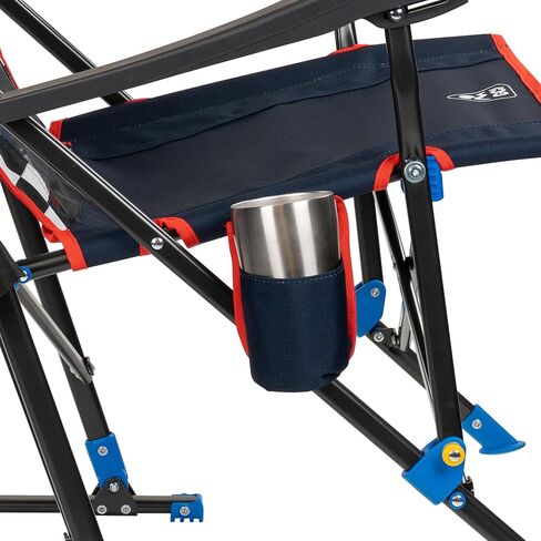 GCI Outdoor NASCAR Roadtrip Rocker Camping & Sideline Sports Chair | كرسي هزاز محمول قابل للطي مع مساند للذراعين وحامل مشروبات، أسود in Saudi Arabia