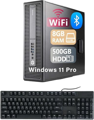HP Elitedesk 800 G2 SFF PC Desktop, Intel i5-6500, 8GB DDR4 RAM, 500GB HDD, Keyboard & Mouse, WiFi USB, Windows 11 Pro (Renewed) in Saudi Arabia