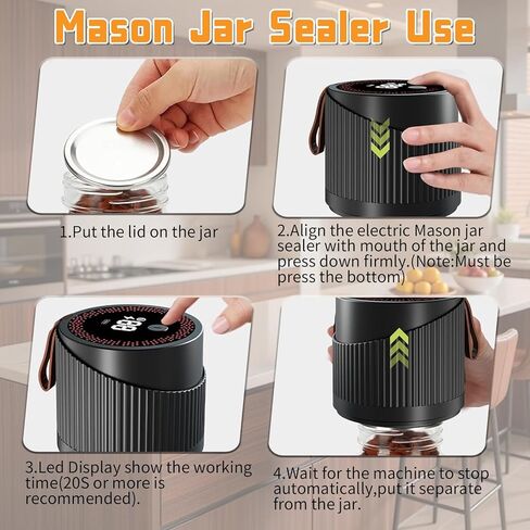 4 IN 1 Mason Jar Vacuum Sealer Kit,Electric Mason Jar Vacuum Sealer,Wide Mouth and Regular Lid, Lid Opener,Wine Stopper Included,for Canning Sealing Preserving Jars,Pickling,Jams Food Storage in Saudi Arabia
