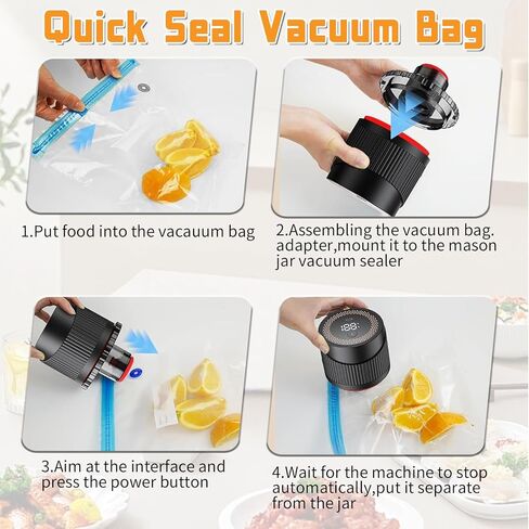 4 IN 1 Mason Jar Vacuum Sealer Kit,Electric Mason Jar Vacuum Sealer,Wide Mouth and Regular Lid, Lid Opener,Wine Stopper Included,for Canning Sealing Preserving Jars,Pickling,Jams Food Storage in Saudi Arabia