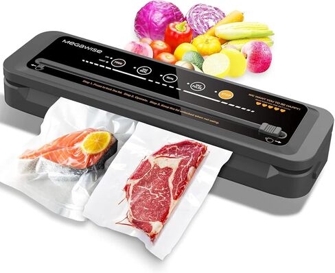 MegaWise Vacuum Sealer Machine | 80kPa Suction Power| Bags and Cutter Included | Compact One-Touch Automatic Food Sealer with External Vacuum System | Dry Moist Fresh Modes for All Saving needs in Saudi Arabia